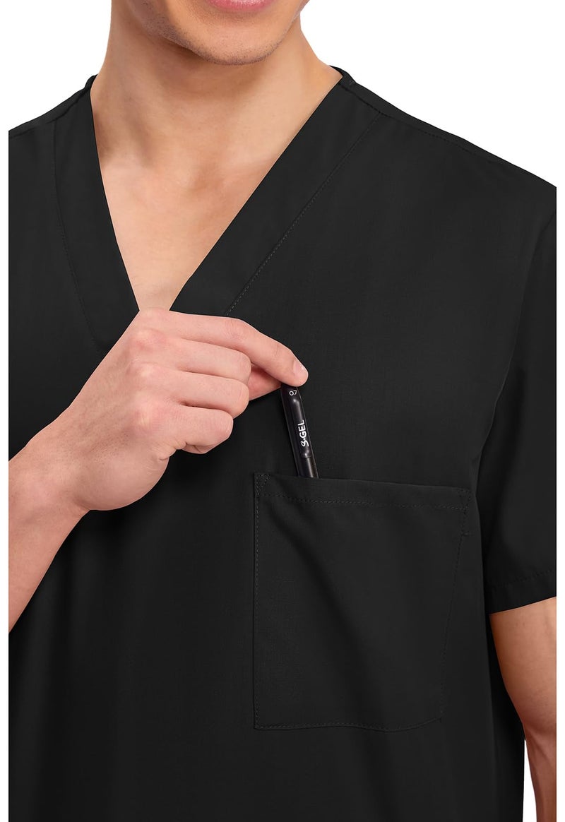 Cherokee Big and Tall Originals Unisex V-Neck Scrubs Shirt, Black, XX-Large - Image 2